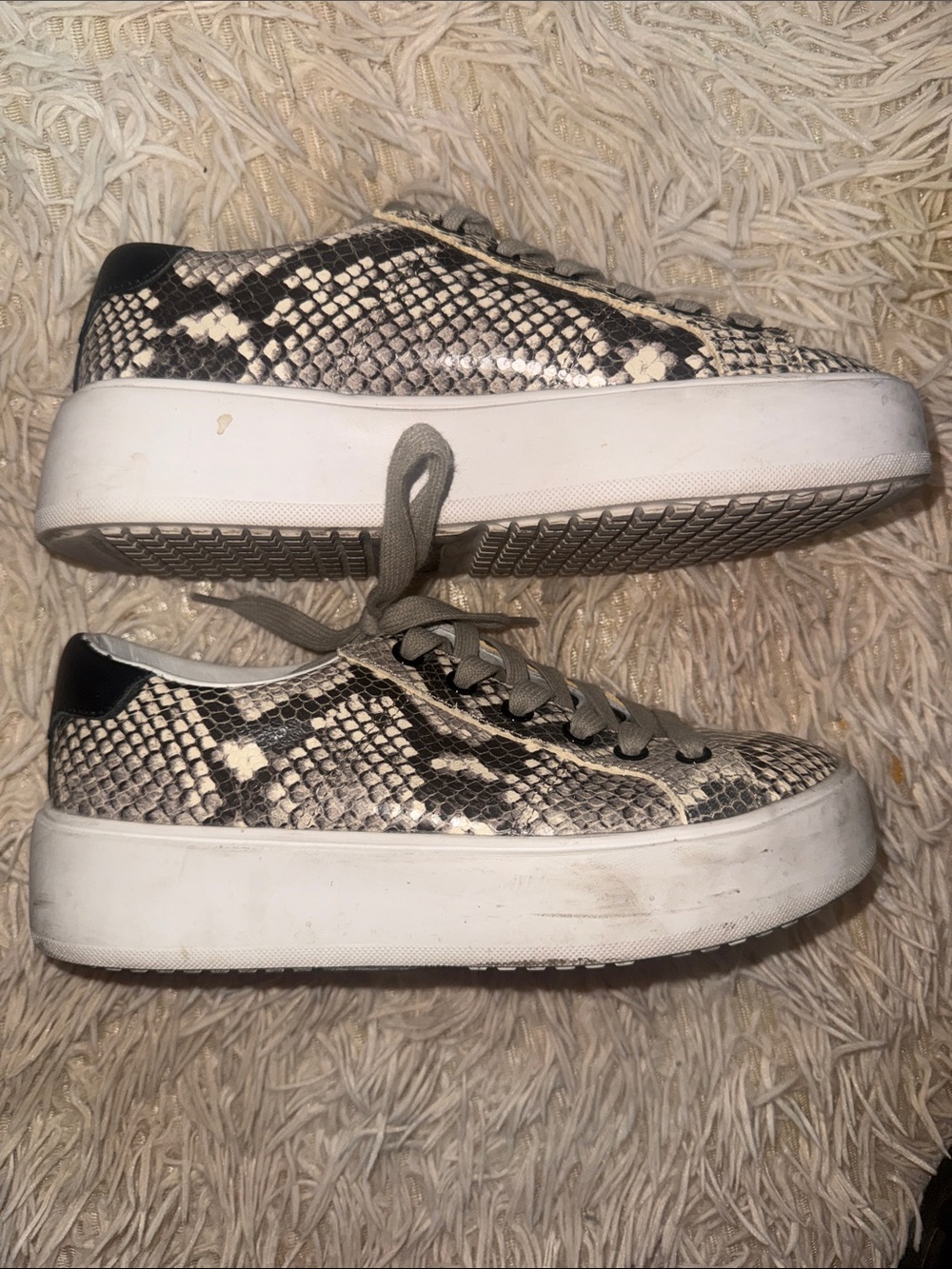 Greats Brooklyn Snakeskin Print Platform Sneakers - 6 - Picture 6 of 8